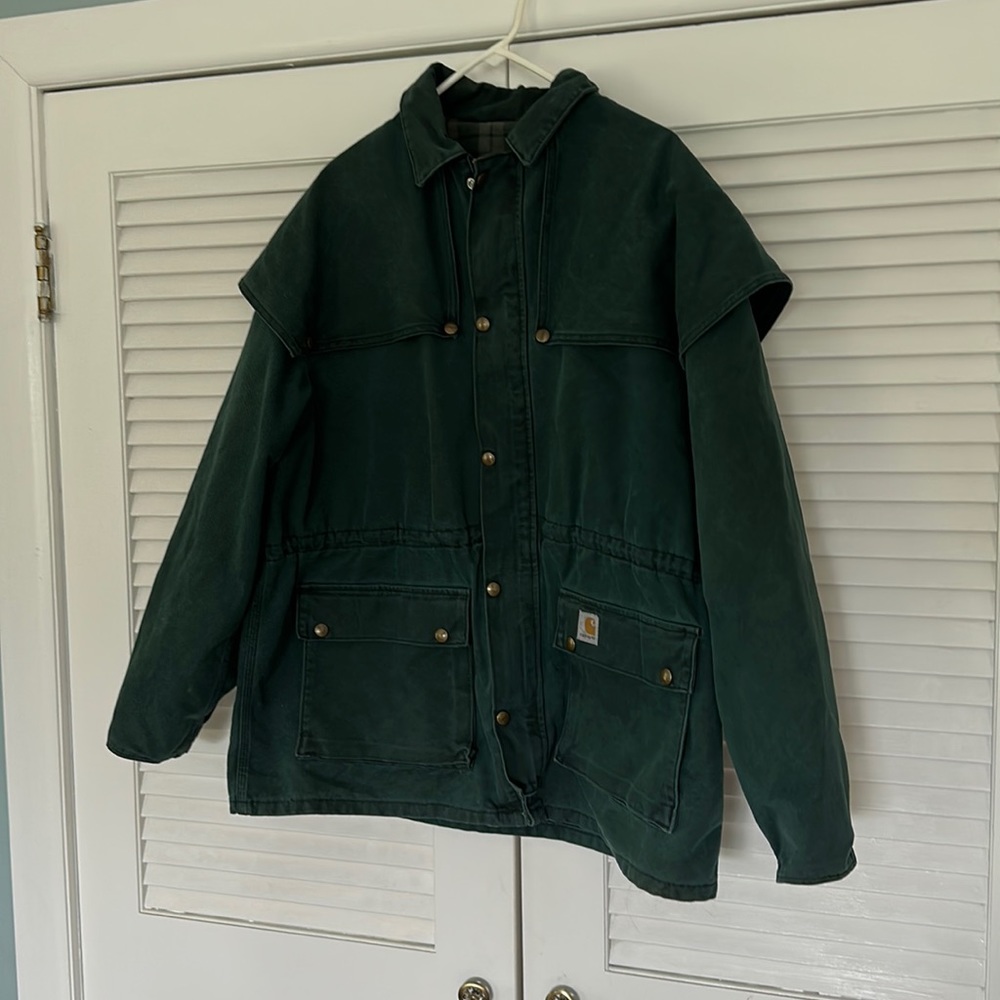 RARE Carhartt vintage green coat with plaid liner nwot!